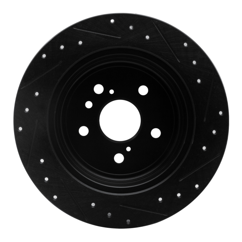 Toyota Highlander Brake Rotor (1) - Rear Left - R1 Concepts - Drill & Slot - Black - `08-`13